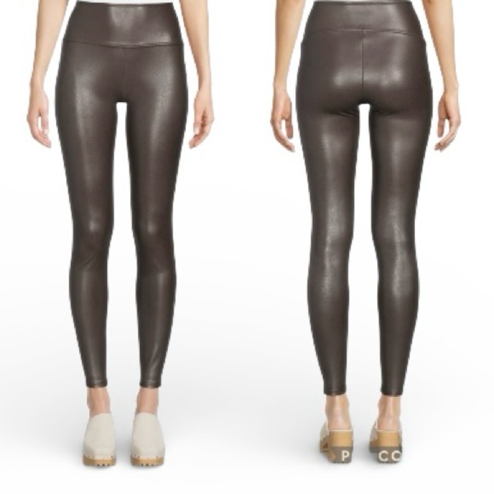 Time & Tru Legging Pants Faux Leather Brown M Skinny High Waist